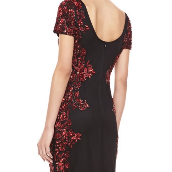 Aidan Mattox cocktail red and black sequins - Picture 6 of 14